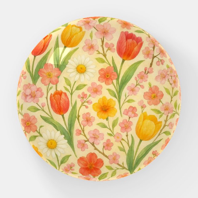 Cute Easter/spring patterned flowers Paperweight (Front)