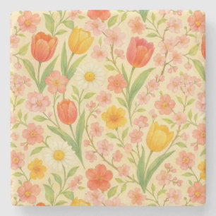 Cute Easter/spring patterned flowers Stone Coaster