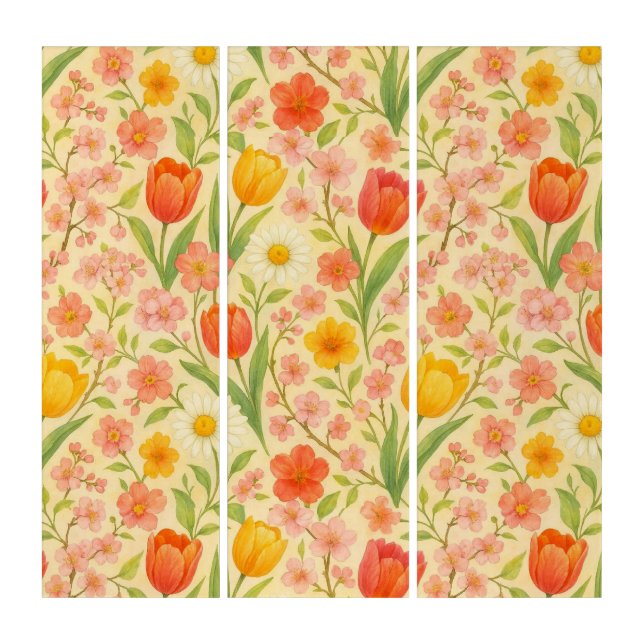 Cute Easter/spring patterned flowers Triptych (Front)