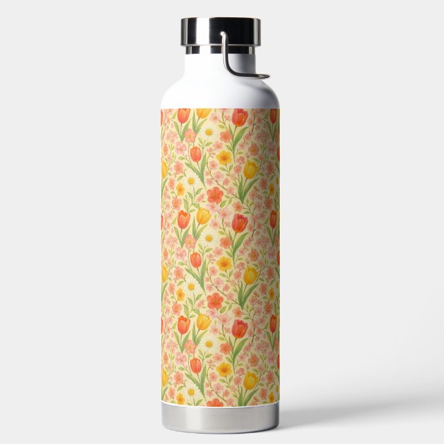 Cute Easter/spring patterned flowers Water Bottle (Left)