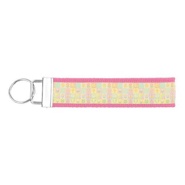 Cute Easter/spring patterned Wrist Keychain (Keys on Left)