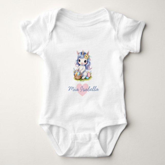 Cute  Easter / Spring Unicorn Baby Bodysuit (Front)