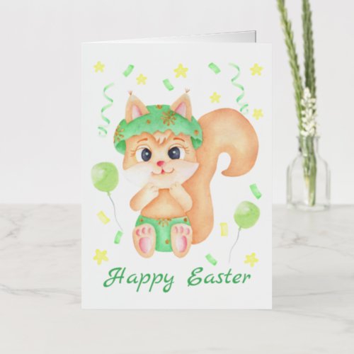 Cute Easter Squirrel for a positive mood  Foil Greeting Card