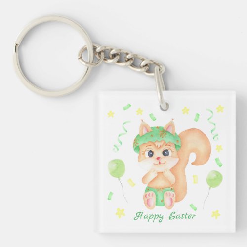 Cute Easter Squirrel for a positive mood  Keychain