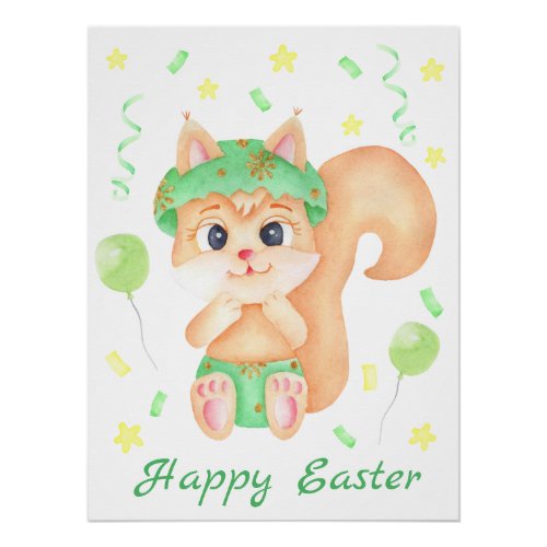 Cute Easter Squirrel for a positive mood Poster