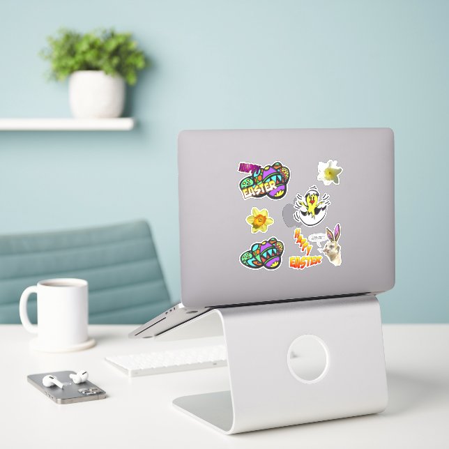 Cute Easter Sticker Set (Laptop On Desk)