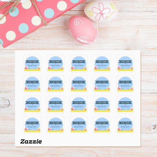 Cute Easter stickers  bunny kisses blue design