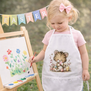 Cute Easter Tiger Cub Illustration Kids' Apron