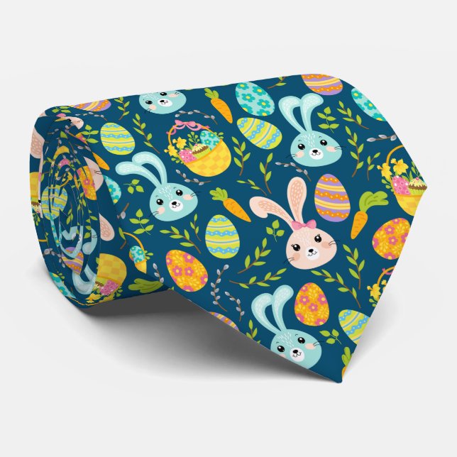 cute Easter tiled pattern Neck Tie (Rolled)