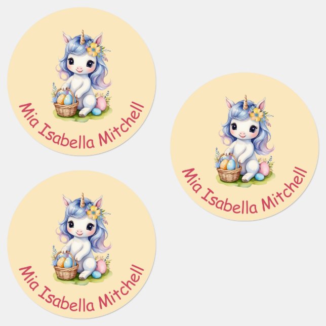 Cute Easter Unicorn - Customizable Kids Labels (Group)