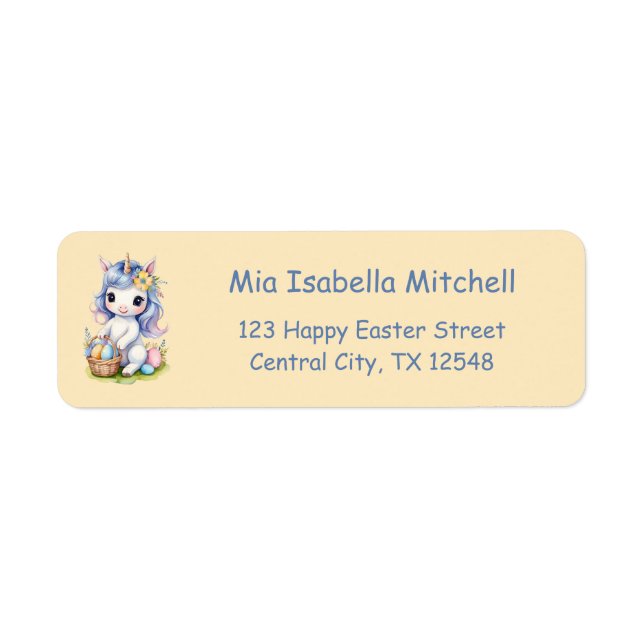 Cute Easter Unicorn - Return Address Label (Front)