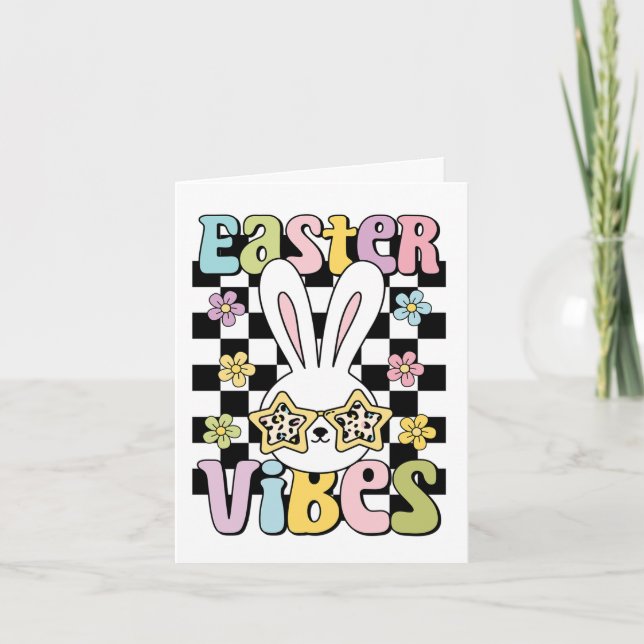 Cute "Easter Vibes" Greeting Card for Tween (Front)