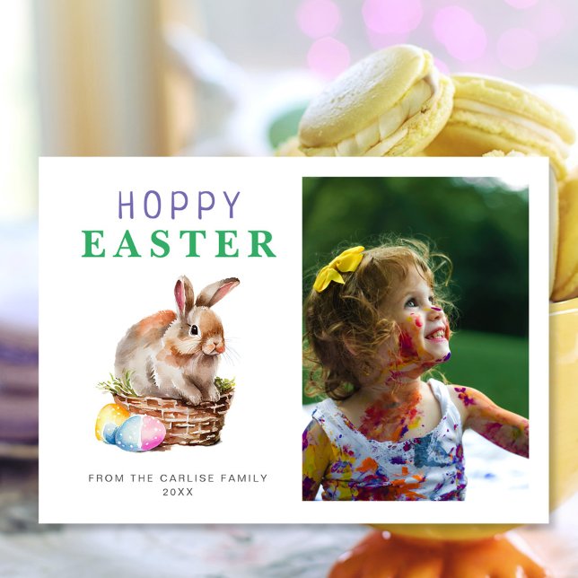 Cute Easter Watercolor Bunny Holiday Card (Creator Uploaded)