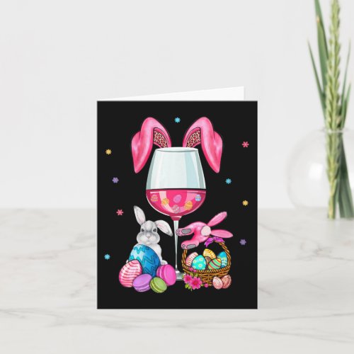 Cute Easter Wine Gles Bunny Ears Drink Up Women Me Card