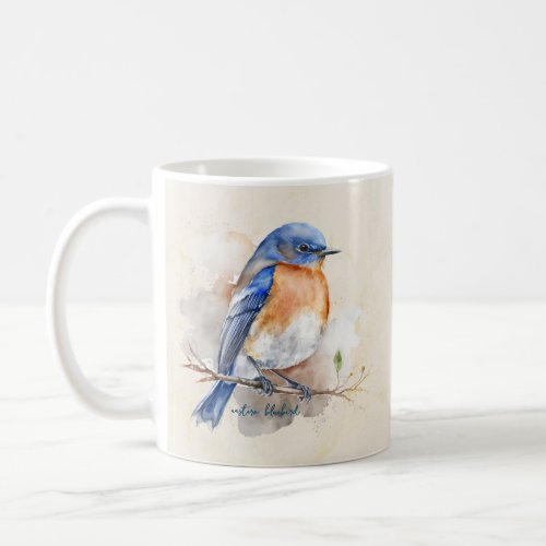 Cute Eastern Bluebird Rustic Watercolor Coffee Mug