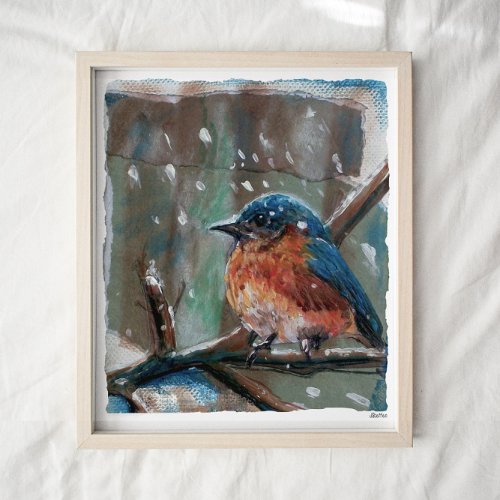 Cute Eastern Bluebird Winter Art Print