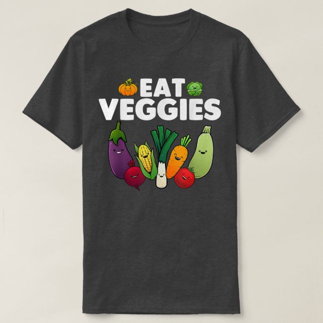 Cute Eat Veggies Art For Men Women Healthy Vegetar T-Shirt (Design Front)