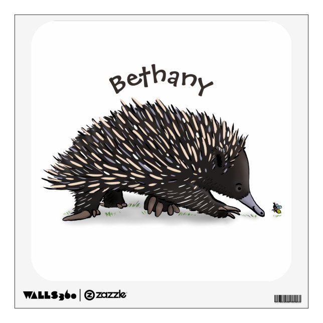 Cute echidna cartoon illustration wall decal (Front)