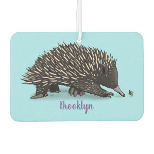 Cute echidna with bee cartoon illustration air freshener