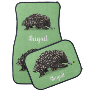 Cute echidna with bee cartoon illustration car floor mat