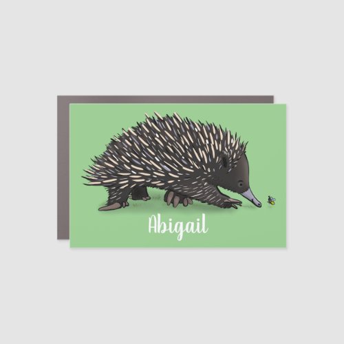 Cute echidna with bee cartoon illustration car magnet