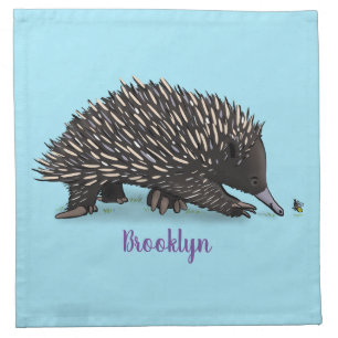 Cute echidna with bee cartoon illustration cloth napkin