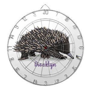 Cute echidna with bee cartoon illustration dart board