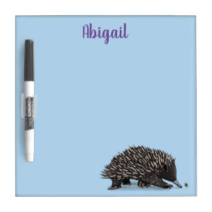 Cute echidna with bee cartoon illustration dry erase board