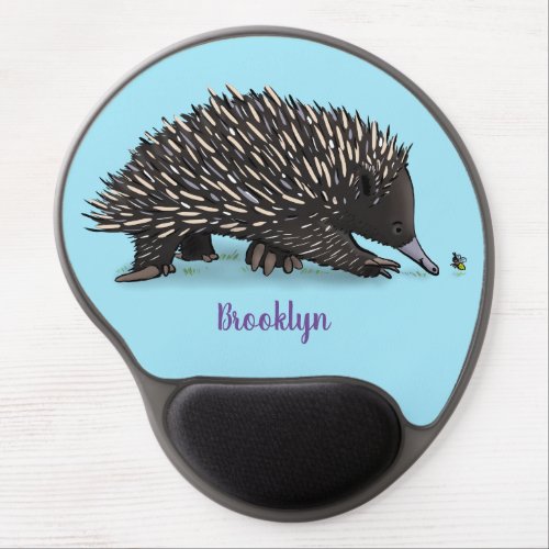Cute echidna with bee cartoon illustration gel mouse pad