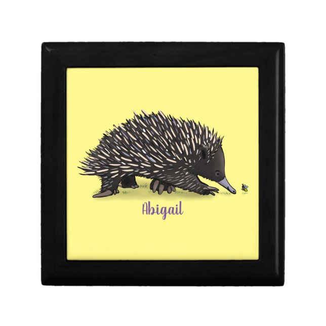 Cute echidna with bee cartoon illustration gift box (Front)