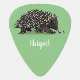 Cute echidna with bee cartoon illustration guitar pick