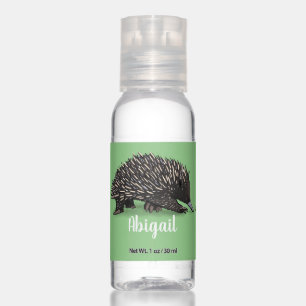 Cute echidna with bee cartoon illustration hand sanitizer