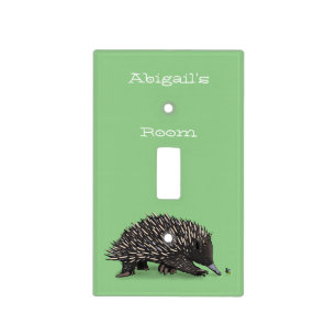 Cute echidna with bee cartoon illustration light switch cover