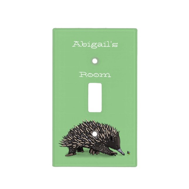 Cute echidna with bee cartoon illustration light switch cover (Front)