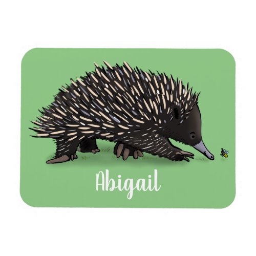 Cute echidna with bee cartoon illustration magnet