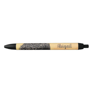Cute echidna with bee cartoon illustration pen