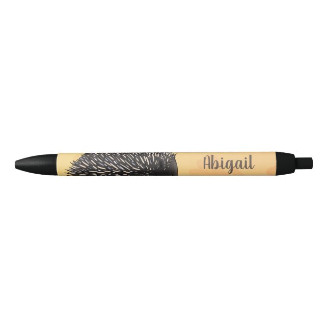 Cute echidna with bee cartoon illustration pen (Front)