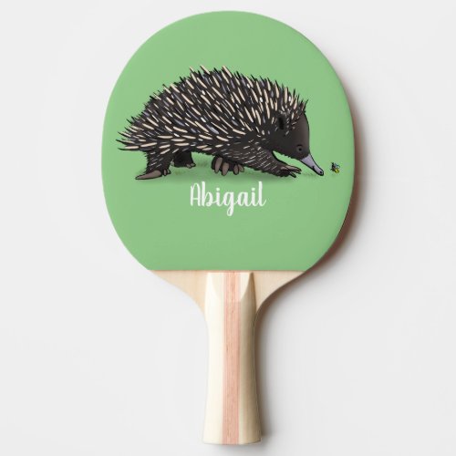 Cute echidna with bee cartoon illustration ping pong paddle