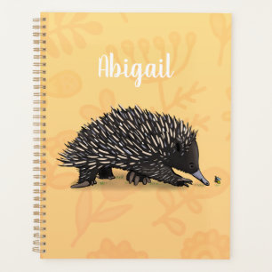 Cute echidna with bee cartoon illustration planner