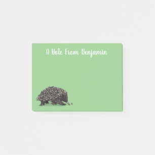 Cute echidna with bee cartoon illustration post-it notes