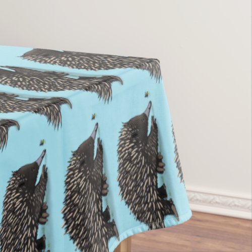 Cute echidna with bee cartoon illustration tablecloth