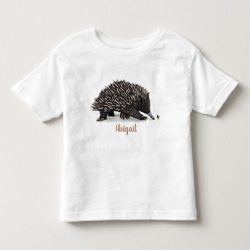 Cute echidna with bee cartoon illustration toddler t_shirt