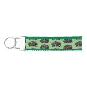 Cute echidna with bee cartoon illustration wrist keychain