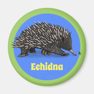 Cute echidna with bee cartoon magnet