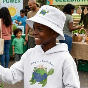 Cute Eco Earth on Turtle's Back Kids Gift  Bucket Hat