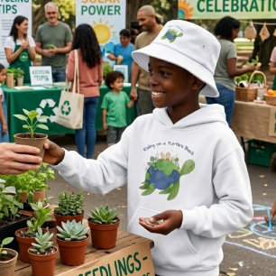 Cute Eco Earth on Turtle's Back Kids Gift  Hoodie
