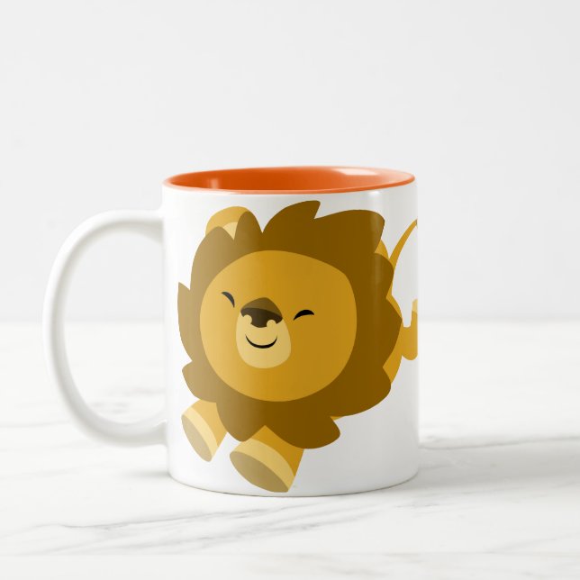 Cute Ecstatic Cartoon Lion Mug (Left)