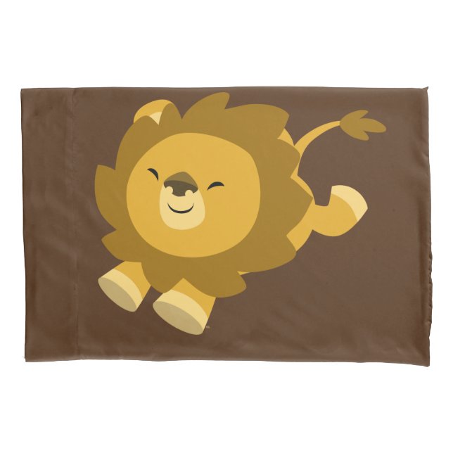 Cute Ecstatic Cartoon Lion Pillow Case (Front)
