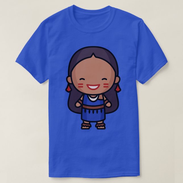 Cute Ecuadorian Girl in Traditional Clothing toon  T-Shirt (Design Front)