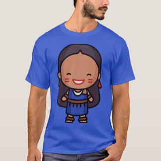 Cute Ecuadorian Girl in Traditional Clothing toon  T-Shirt